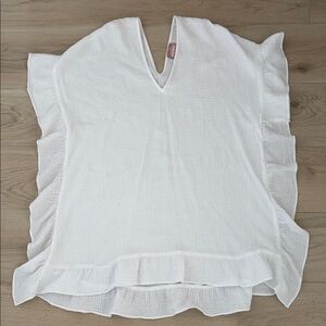 Show Me Your Mumu White Ruffle Sleeve V-Neck Tunic Top Coverup